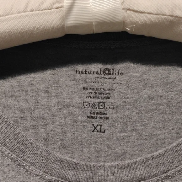 NATURAL LIFE Gray Crewneck Tee with Subtle Logo Print - Picture 2 of 5